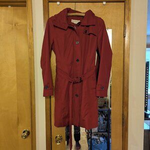 Red Michael Kors Trench Coat with Removable Wool Inner Liner
